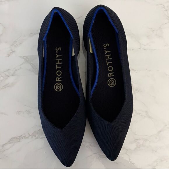 Rothy's The Point Pointed-Toe Ballet Flats Navy Size 7 - Picture 2 of 9